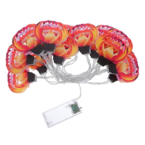 KONTONTY Halloween LED Lichterkette mit Orangefarbenen Kürbislampen Flackerndes Party Deko Outdoor Licht Batteriebetriebene Halloween Dekoration für Garten und Festgestaltung von KONTONTY