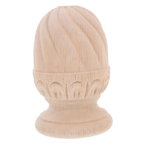 KONTONTY Handgeschnitzter Holzpfostenaufsatz Treppenbaluster Spitze mit Ananasform Europäischer Vintage Stil Unbemalt Dekoratives Holzornament für Treppengeländer und DIY Projekte von KONTONTY