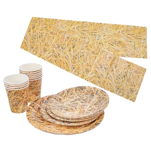 KONTONTY Hay Bale Tischdecke Teller und Becher Western Cowboy Party Deko Rustikale Party Supplies für Geburtstagsfeiern und Mehr KONTONTY Hay Bale Tischdecke Teller und Becher Western Cowboy Party Deko Rustikale Party Supplies für Geburtstagsfeiern und Mehr von KONTONTY