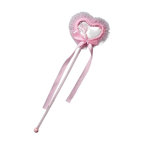 KONTONTY Herzförmiger Fee Zauberstab für Mädchen mit Pinkem Tassel Glitzerndes Party Accessoire Sicher für Kindergeburtstag und Cosplay Feiern von KONTONTY