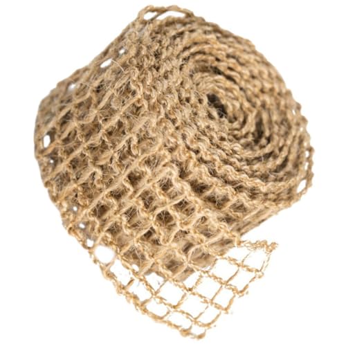 KONTONTY Hohlgewebtes Vintage Juteband mit Draht Quadratisches Dekoband für Geschenkverpackung DIY Bastelband Wiederverwendbares Geschenkband für Party und Festdeko von KONTONTY