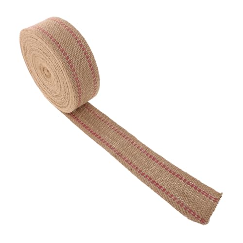 KONTONTY Jute-gurtband Breit mit Roten Streifen Strapazierfähiges Polsterband für Stuhlreparatur DIY Basteln Natürliche Atmungsaktive Möbelverstärkung Wetterfest Vielseitig Einsetzbar von KONTONTY