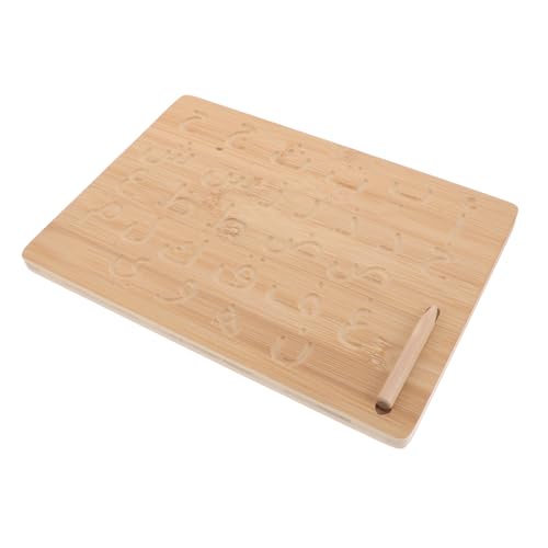 KONTONTY Kalligraphietafel Schreibübungen für Kleinkinder Alphabet-Magnete Planke Mathe-Manipulativ-Kindergarten das geriffelte handschriftbuch Steckbrett zählen Zeichenbrett Bambus Khaki von KONTONTY