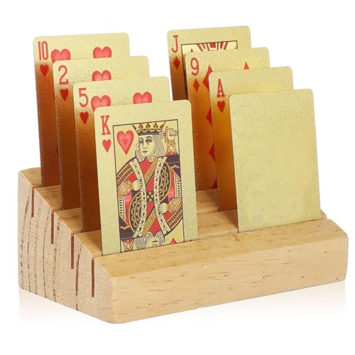 KONTONTY Kartenhalterständer Aus Holz Geneigt Mit Schlitzen Für Spielkarten Bridge-kartenhalter Tischspielkartenständer rutschfeste Basis von KONTONTY
