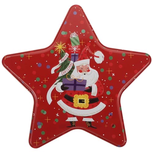 KONTONTY Weihnachtsplätzchendosen Sternförmige Bonbondosen Metallbehälter Mit Deckel Dekorative Aufbewahrungsbox Für Leckereien Festliches Rot KONTONTY Weihnachtsplätzchendosen Sternförmige Bonbondosen Metallbehälter Mit Deckel Dekorative Aufbewahrungsbox Für Leckereien Festliches Rot von KONTONTY