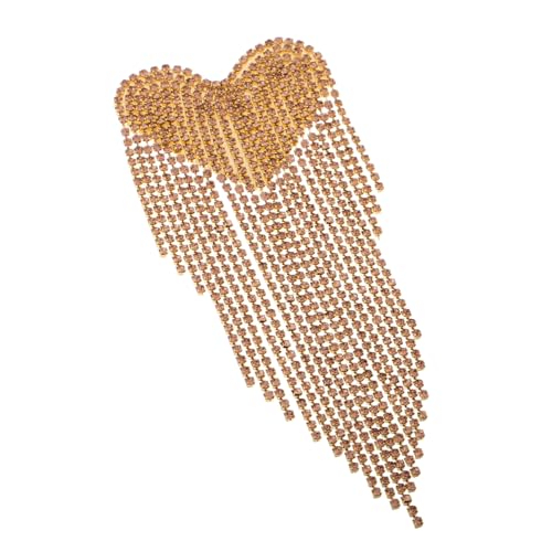 KONTONTY Kleidungszubehör Gestickte Aufnäher Herzen Gestickte Pailletten Aufnäher Strass Applikationen Perlenbesetzte Schulter Applikation Gold Schulter Verzierungen Strasssteine ​​Golden von KONTONTY