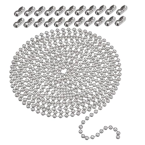 KONTONTY Kugelkette mit Kugelverschlüssen Robuste Dog Tag Link Chain für Diy Schmuck Schlüsselanhänger Anhänger und Bastelprojekte Unisex Vielseitige Identifikationskette von KONTONTY