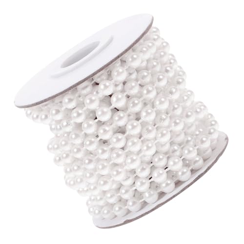 KONTONTY Kunstperlenschnur Rolle Weiß Perlengirlande für DIY Schmuck Hochzeit Weihnachtsbaum Deko Basteln Perlenkette Flexibel Zuschneidbar Langlebig Vielseitig von KONTONTY