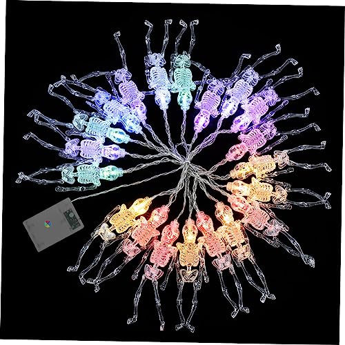 KONTONTY LED Halloween Lichterkette Bunte Skelette Batteriebetrieben Transparente Leichte Dekoration für Gruselige Partys Fenster Garten Horror Atmosphäre von KONTONTY