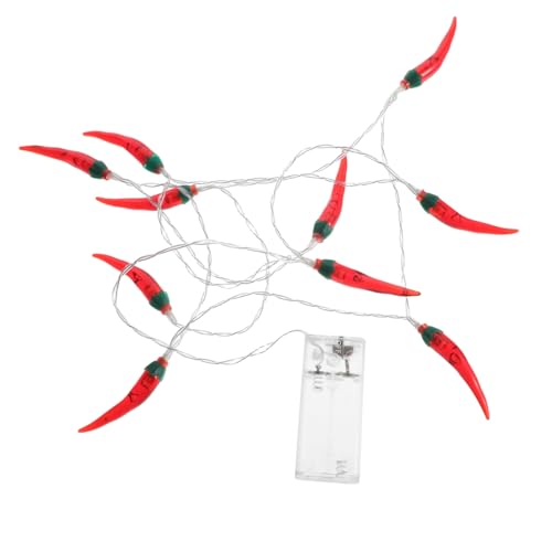 KONTONTY LED Lichterkette mit Roten Chili Lampen Tragbar Wetterfest für Camping Terrasse und Innen Sowie Außenbereich Einfache Installation Langlebige LED Dekoration für Festliche von KONTONTY