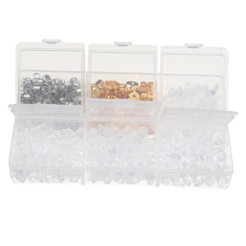 KONTONTY Metall Ohrstecker Verschlüsse Silikon Ohrstecker Set Ohrringrückseiten Box Mit Ohr Sicherheitsstoppern Für DIY Ohrringe Vielseitige Kompatibilität Für Kreativen von KONTONTY