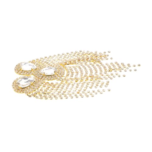 KONTONTY Metall Quasten Dekorationen Strass Schulter DIY Epauletten Kostüme Zubehör Goldene Quaste Kette Epauletten von KONTONTY