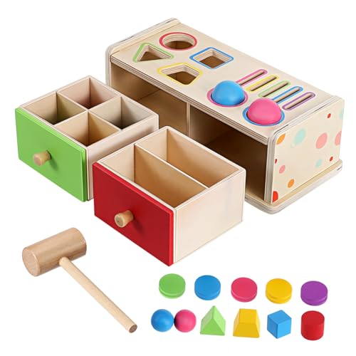 KONTONTY Montessori Holzspielzeug für Kleinkinder Bunte Formen Sortierbox Stabiles Pädagogisches Lernspielzeug für Jahre Fördert Farberkennung Feinmotorik für Familie Kindergarten und KONTONTY Montessori Holzspielzeug für Kleinkinder Bunte Formen Sortierbox Stabiles Pädagogisches Lernspielzeug für Jahre Fördert Farberkennung Feinmotorik für Familie Kindergarten und von KONTONTY