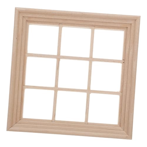 KONTONTY Puppenhausfenster Puppenhausmöbel Vorhänge Für Puppenhäuser Puppenhausrahmen Simulationsfenster Für Puppenhaus Puppenhaus-miniaturfenster Puppenhaus-bilderrahmen Holz Beige von KONTONTY