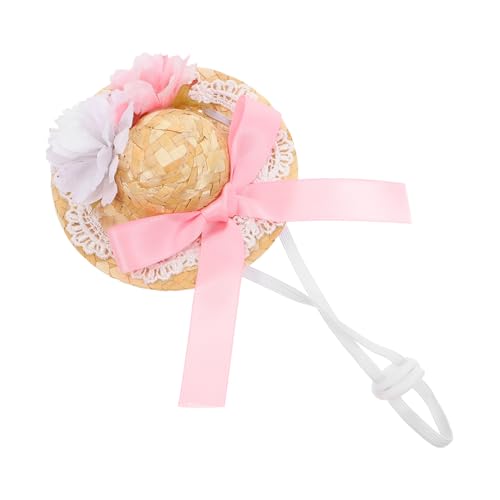KONTONTY Miniatur Puppenhut Mit Schleife Und Kunstblume Handgemachter Sommerhut Für Puppen Durchmesser Für Puppenpartys Und Fotografie Vielseitiges Accessoire Für Puppenkostüme von KONTONTY