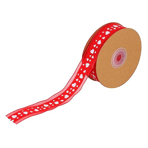 KONTONTY Rotes Geschenkband mit Liebesmuster Schleifenband für DIY Geschenkverpackung Festliches Verpackungsband für Valentinstag Weihnachten Basteln und Dekoration von KONTONTY