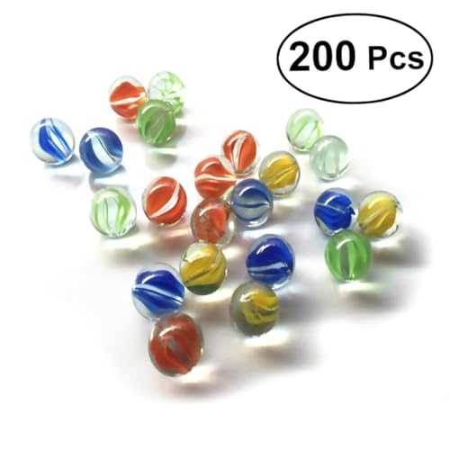 KONTONTY Satz Mit 200 Bunten Glasperlen Und 16-mm-glaskugeln Für Kinder Zum Auffädeln Und Murmelspiele von KONTONTY