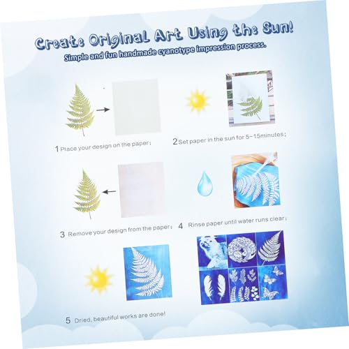 KONTONTY Sonnendruck Papier Cyanotypie Papier Natürliche Faser Lichtempfindliches Sun Print Kit für DIY Bastelprojekte Dekoratives Farbintensives und Lichtbeständiges Fotopapier von KONTONTY