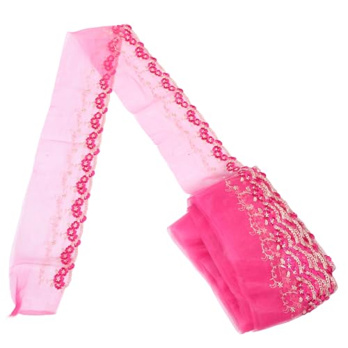 KONTONTY Stickerei Spitze Dehnbares Spitzenband Spitzenbänder Zum Basteln Spitzenstoffbesatz Stoffband Cremefarbenes Spitzenband Bandreste Dünnes Spitzenband Rosy Polyester von KONTONTY