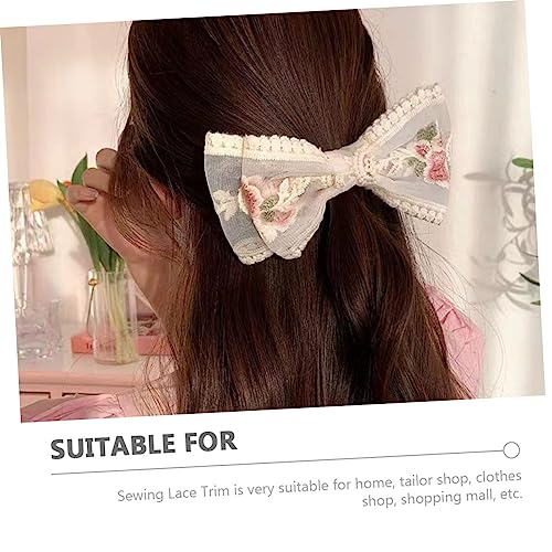 KONTONTY Stickereispitze Rosenmuster Eleganter Spitzenbesatz für Diy Haaraccessoires Schleifenherstellung Spitzenborte für Vintage Stil Dekoratives Stoffband von KONTONTY