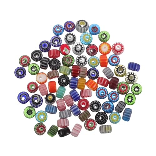 KONTONTY Strang Bunte Glasperlen Kürbisdesign Kleine Gestreifte Schmuckperlen für DIY Armband Halskette Farbenfrohe Lose Perlen Bastelset für Handgemachten Schmuck KONTONTY Strang Bunte Glasperlen Kürbisdesign Kleine Gestreifte Schmuckperlen für DIY Armband Halskette Farbenfrohe Lose Perlen Bastelset für Handgemachten Schmuck von KONTONTY