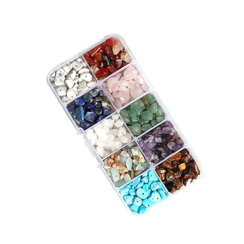KONTONTY Teiliges Bunte Steinperlen Spacer für Schmuckherstellung mit Aufbewahrungsbox Natürlicher Kieselstein für DIY Armband Halskette Glatte Oberfläche Langlebig Vielseitig Einsetzbar von KONTONTY