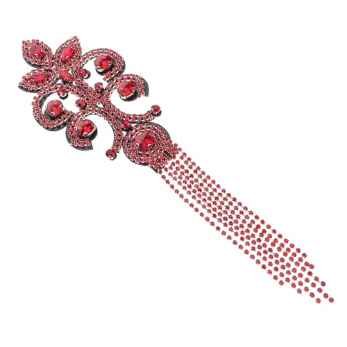 KONTONTY Vintage Quaste Schulterklappen mit Strass Applikationen Handgefertigte Epauletten im Retro Stil Elegantes Kostümzubehör für Besondere Anlässe Rotes Design mit Funkelnden Akzenten von KONTONTY