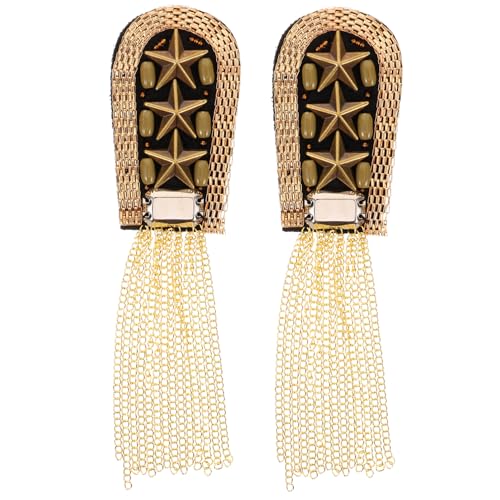 KONTONTY Vintage Schulter epauletten mit Metallfransen Stilvolle Brosche für Damen Modische Schulterverzierung Geeignet für Hochzeiten Fotoshootings Bühne und Cosplay von KONTONTY