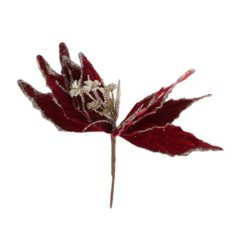KONTONTY Weihnachtsblumendekoration Rote Glitzer-Weihnachtsstern-Blütenzweige Baumschmuck aus Weihnachtsstern Blumen künstlich Goldener Weihnachtsstern Glitzerblumen Flanell KONTONTY Weihnachtsblumendekoration Rote Glitzer-Weihnachtsstern-Blütenzweige Baumschmuck aus Weihnachtsstern Blumen künstlich Goldener Weihnachtsstern Glitzerblumen Flanell von KONTONTY
