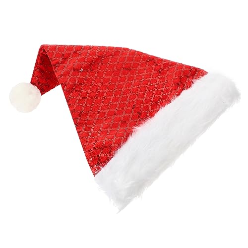KONTONTY Weihnachtsmütze Weichem Plüsch mit Pailletten Klassische Rote Nikolausmütze für Erwachsene Kuscheliger Rand Langlebige Weihnachtskopfbedeckung für Party und Festliche Anlässe von KONTONTY