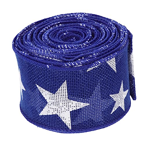 KONTONTY Weißes DIY Dekoband mit Fünfsterne Strapazierfähiges Polyester Vielseitig für Geschenkverpackung Blumenarrangements und Bastelprojekte zum Unabhängigkeitstag von KONTONTY