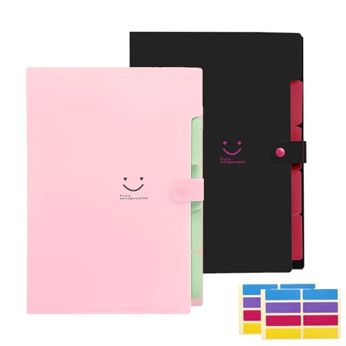 KONVINIT 2 Pack Fächermappe Ordnungsmappe Din A4 mit 5 Tasche Dokumentenmappe mit 4 Fächern Sammelmappe organisiert für Papier Organizer Büro Schul von KONVINIT