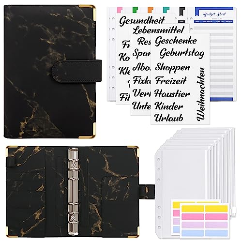 KONVINIT A6 Budget Binder Set,Ringbuch Budget Planner mit Geldumschläge und Budgetbogen,Budget Organizer für Geld,Geld Sparen Mappe für Anfänger,schwarz KONVINIT A6 Budget Binder Set,Ringbuch Budget Planner mit Geldumschläge und Budgetbogen,Budget Organizer für Geld,Geld Sparen Mappe für Anfänger,schwarz von KONVINIT