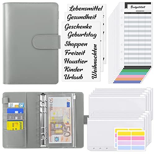 KONVINIT Budget Binder,A6 Ringbuch Budget Planner,Budget Organizer,Geld Sparen Mappe mit Geldumschläge für Budgetierung,Budgetbogen,Etiketten,Geschenke für Frauen,grau KONVINIT Budget Binder,A6 Ringbuch Budget Planner,Budget Organizer,Geld Sparen Mappe mit Geldumschläge für Budgetierung,Budgetbogen,Etiketten,Geschenke für Frauen,grau von KONVINIT