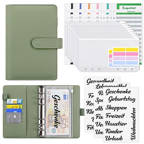 KONVINIT Budget Planner Deutsch,A6 Budget Binder mit Geldumschläge und Budget Blätter,Finanzplaner Umschlagmethode für Sinking Funds Geld Sparen,Bugetplaner Startset,Grün KONVINIT Budget Planner Deutsch,A6 Budget Binder mit Geldumschläge und Budget Blätter,Finanzplaner Umschlagmethode für Sinking Funds Geld Sparen,Bugetplaner Startset,Grün von KONVINIT