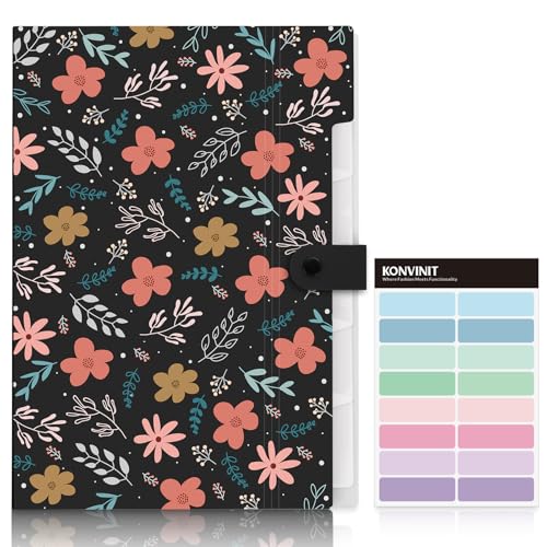 KONVINIT Dokumentenmappe A4 - Fächermappe Document Organizer Mappe mit 6Tasche Blumenmuster File Folder für Frauen/Mädchen, Hochzeitsvorbereitung, Bürodokumente & Schulbedarf KONVINIT Dokumentenmappe A4 - Fächermappe Document Organizer Mappe mit 6Tasche Blumenmuster File Folder für Frauen/Mädchen, Hochzeitsvorbereitung, Bürodokumente & Schulbedarf von KONVINIT