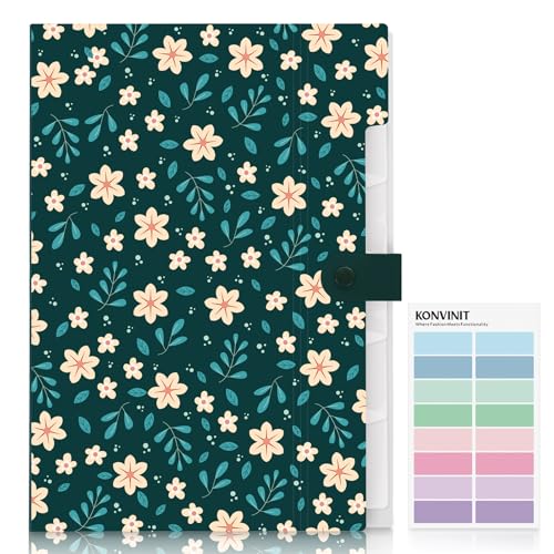 KONVINIT Dokumentenmappe a4 - Fächermappe Document Organizer mit 6 Tasche Große Kapazität Blumenmuster Mappen Ordnersystem Organizer Mappe,Aesthetic Schulsachen KONVINIT Dokumentenmappe a4 - Fächermappe Document Organizer mit 6 Tasche Große Kapazität Blumenmuster Mappen Ordnersystem Organizer Mappe,Aesthetic Schulsachen von KONVINIT