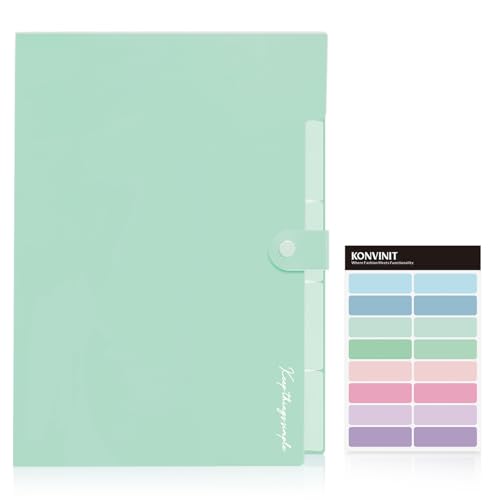 KONVINIT Dokumentenmappe a4 Fächermappe Erweiterbar Ordnungsmappe 5 Tasche Ordner Organizer Kunststoff für Datei Organizer mit Verschlußknopf,grün KONVINIT Dokumentenmappe a4 Fächermappe Erweiterbar Ordnungsmappe 5 Tasche Ordner Organizer Kunststoff für Datei Organizer mit Verschlußknopf,grün von KONVINIT