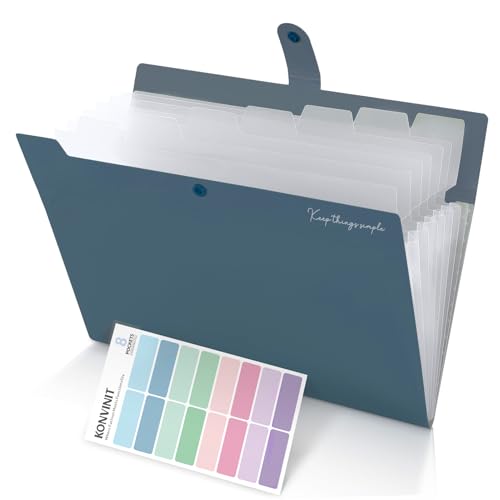 KONVINIT Dokumentenmappe a4 - Fächermappe Mappe mit 7 Fächern PP Erweitern Document Organizer File Folder für Papier Organizer Büro Hause Schul Organizer,blau von KONVINIT
