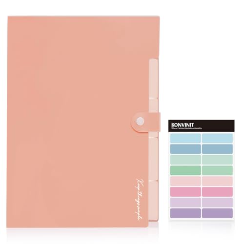 KONVINIT Dokumentenmappe a4 - Fächermappe mit Erweiterbar 5 Tasche Mappen Ordnersystem Document Folder mit bunten Labeln Mappe Organizer für Büro Hause Schule Dokumente,rosa KONVINIT Dokumentenmappe a4 - Fächermappe mit Erweiterbar 5 Tasche Mappen Ordnersystem Document Folder mit bunten Labeln Mappe Organizer für Büro Hause Schule Dokumente,rosa von KONVINIT