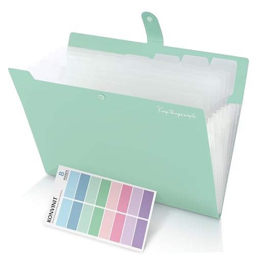 KONVINIT Fächermappe,Dokumentenmappe Erweitern Ordner mit 7 fächern Sortiermappe Organizer Papier mit Farbetiketten Große Kapazität Organizer Mappe,grün KONVINIT Fächermappe,Dokumentenmappe Erweitern Ordner mit 7 fächern Sortiermappe Organizer Papier mit Farbetiketten Große Kapazität Organizer Mappe,grün von KONVINIT