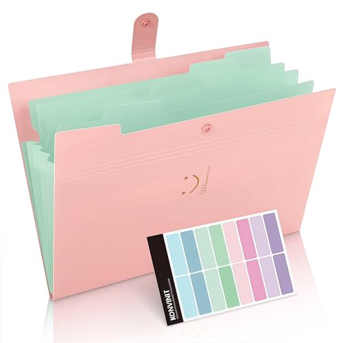 KONVINIT Fächermappe A4,Dokumentenmappe 4 Fächer Mappe aus PP Erweitern Dokumente Organizer Schul Sachen,Mappen Ordnersystem,rosa KONVINIT Fächermappe A4,Dokumentenmappe 4 Fächer Mappe aus PP Erweitern Dokumente Organizer Schul Sachen,Mappen Ordnersystem,rosa von KONVINIT