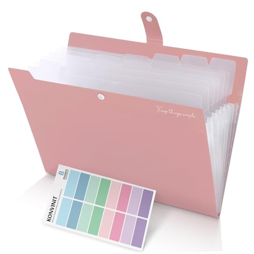KONVINIT Fächermappe - Dokumentenmappe a4 Document Organizer mit 8 Tasche Mappe Organizer für Papier Arbeiten mit Farbetiketten Mappen Ordnersystem Schulmaterial,rosa KONVINIT Fächermappe - Dokumentenmappe a4 Document Organizer mit 8 Tasche Mappe Organizer für Papier Arbeiten mit Farbetiketten Mappen Ordnersystem Schulmaterial,rosa von KONVINIT