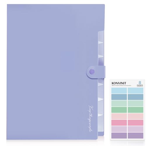 KONVINIT Fächermappe a4 - Dokumentenmappe Document Organizer mit 8 Tasche Mappe mit Fächern Sortiermappe mit Farbetiketten Große Kapazität Organizer Folder,lila KONVINIT Fächermappe a4 - Dokumentenmappe Document Organizer mit 8 Tasche Mappe mit Fächern Sortiermappe mit Farbetiketten Große Kapazität Organizer Folder,lila von KONVINIT