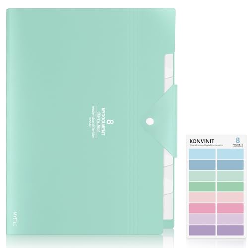 KONVINIT Dokumentenmappe a4,Mappe mit 7 fächern Fächermappe mit Druckknopf für Büro Hause Schule Document Organizer Folder für papier,hell blau von KONVINIT