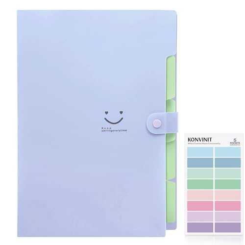 KONVINIT Ordnungsmappe A4,Fächermappe 4 Fächer Dokumentenmappe Document Organizer Organisationsmappe mit Schnalle Organizer Mappe für Büro Hause Schule Folder Organizer,violett von KONVINIT