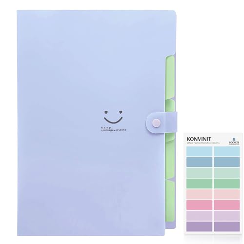 KONVINIT Ordnungsmappe A4,Fächermappe 4 Fächer Dokumentenmappe Document Organizer Organisationsmappe mit Schnalle Organizer Mappe für Büro Hause Schule Folder Organizer,purple von KONVINIT