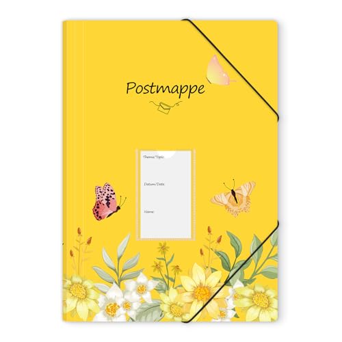 KONVINIT Postmappe A4 Schule Gelb - Plastik Sammelmappe mit 3 Innenklappen und 2 Gummizügen Schnellhefter, Robust und Langlebig Dokumentenmappe mit Motiv für Büro und Schule KONVINIT Postmappe A4 Schule Gelb - Plastik Sammelmappe mit 3 Innenklappen und 2 Gummizügen Schnellhefter, Robust und Langlebig Dokumentenmappe mit Motiv für Büro und Schule von KONVINIT