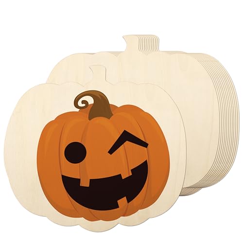 Kürbisausschnitte aus Holz, unlackiert, blanko, für Halloween, Herbst, Erntedankfest, Party, Bastelzubehör, 12 Stück, 27,9 cm von KOOCHOICE
