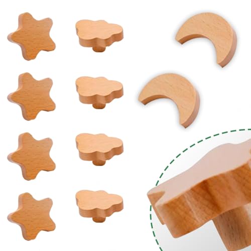 10 Stück Moderne Holzknöpfe Cartoon Schubladengriffe, Kinderzimmer Möbelknöpfe, Mit Schrauben Und Selbstklebend, Niedliche Schrank Tür Schlafzimmer Griff, Küchenschrankknöpfe, Original Holzfarbe,B 10 Stück Moderne Holzknöpfe Cartoon Schubladengriffe, Kinderzimmer Möbelknöpfe, Mit Schrauben Und Selbstklebend, Niedliche Schrank Tür Schlafzimmer Griff, Küchenschrankknöpfe, Original Holzfarbe,B von KOOEIN